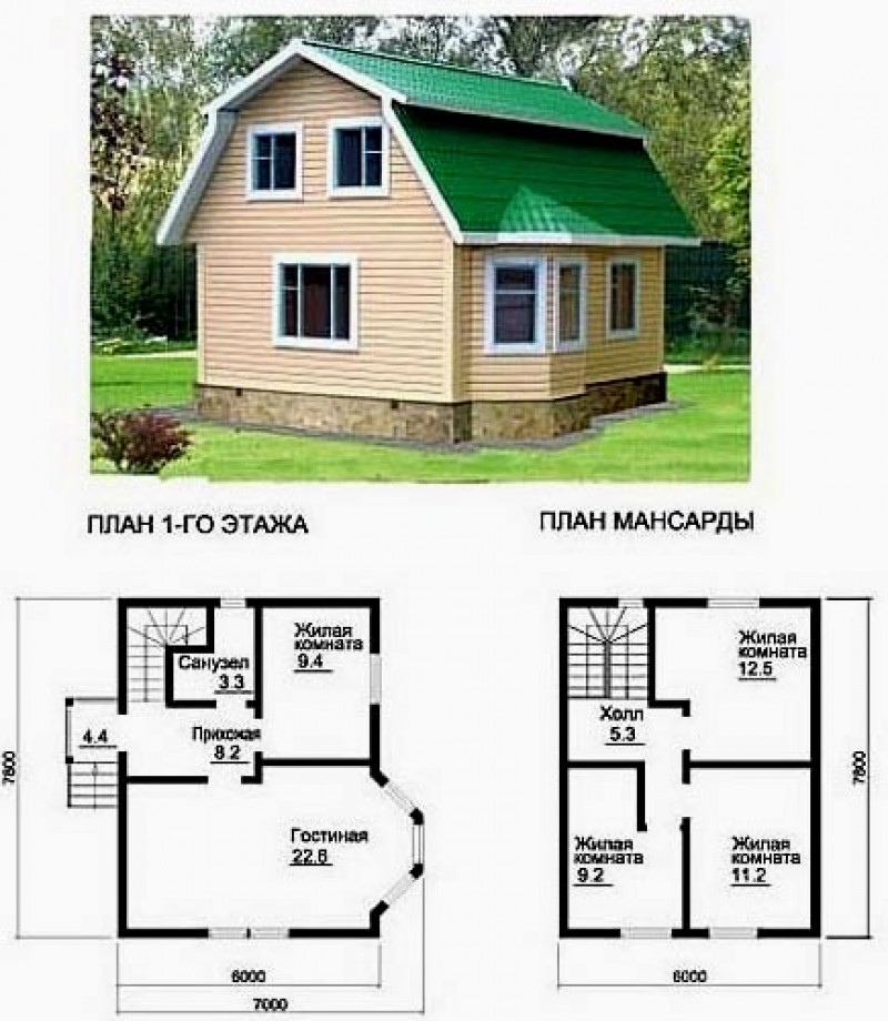 планировка дачного дома 7х7