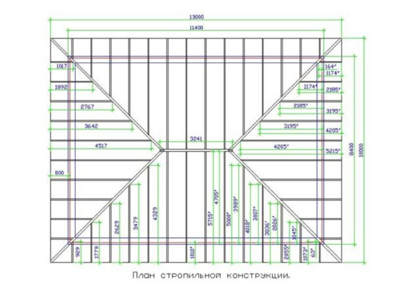 Чертёж вальмовой крыши