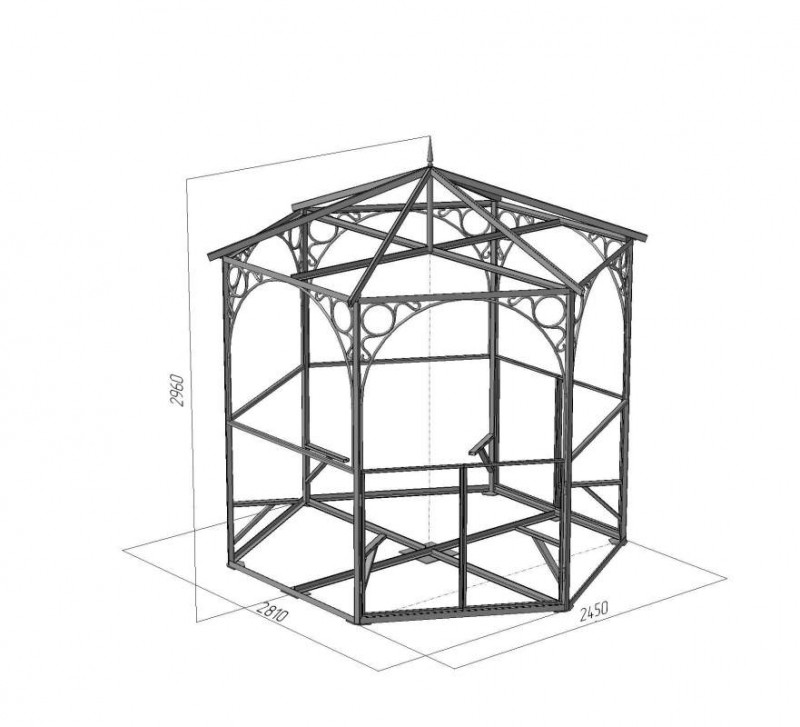 Чертеж беседки из металла - пример фото